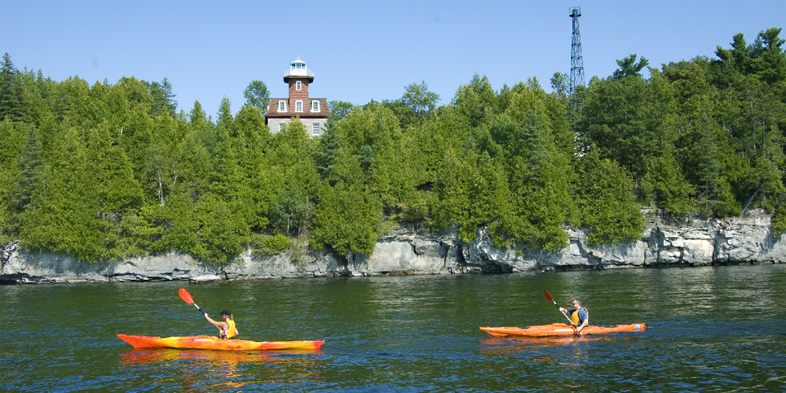 Valcour Lighthouse and kayaks