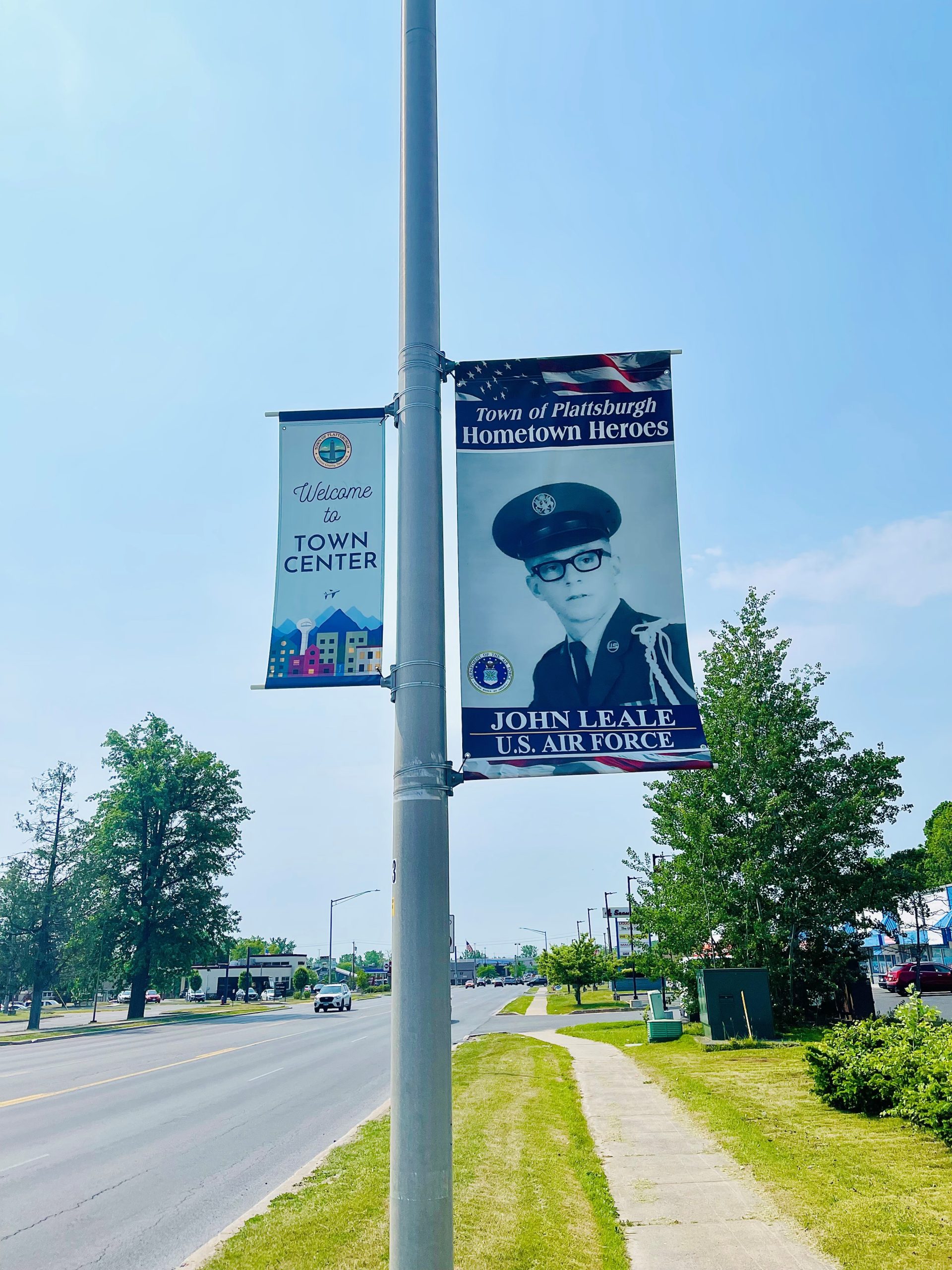 Town Center Banner and Hometown hero banner on smithfield boulevard